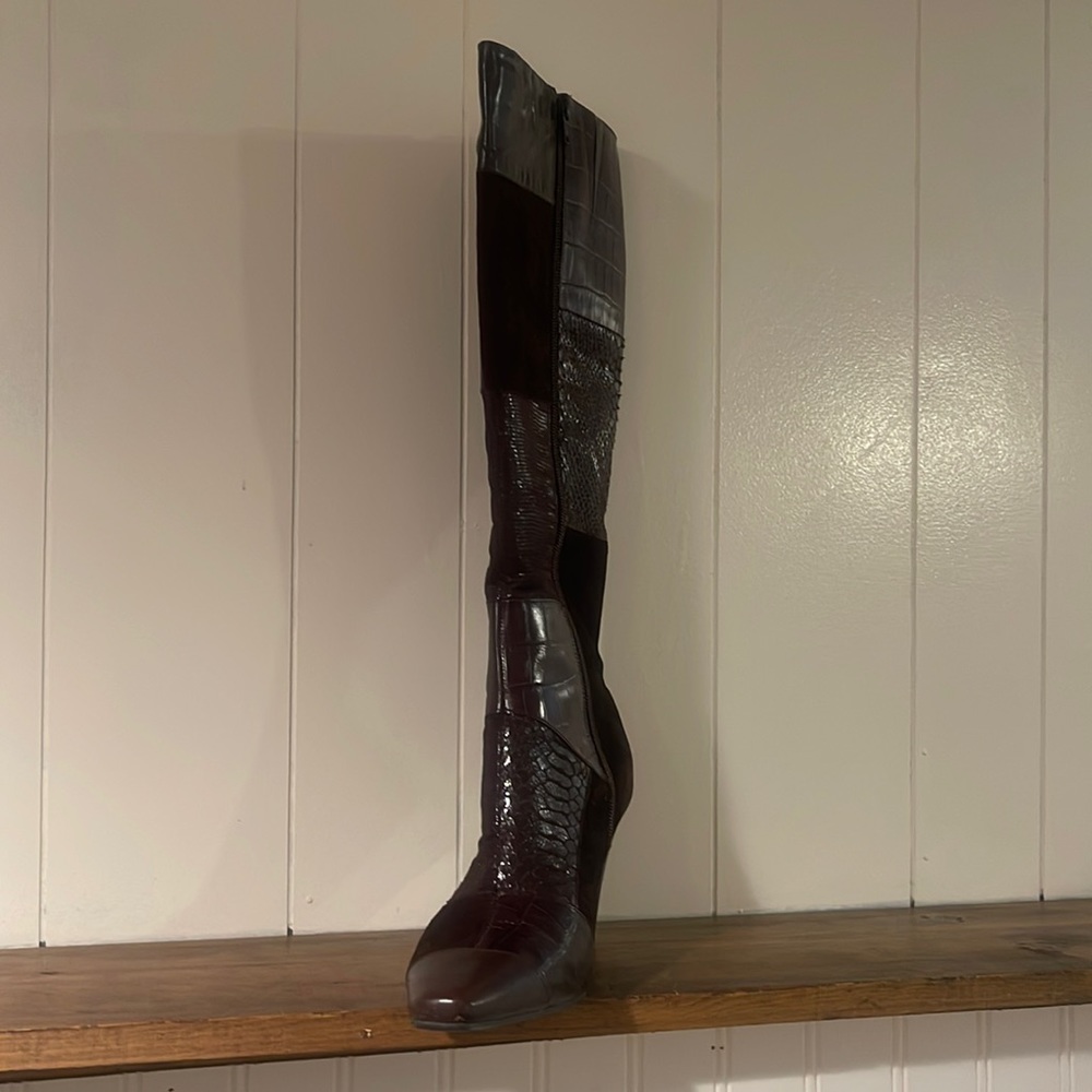Bandolino Dark Brown Croc Carlisle Knee High Boots